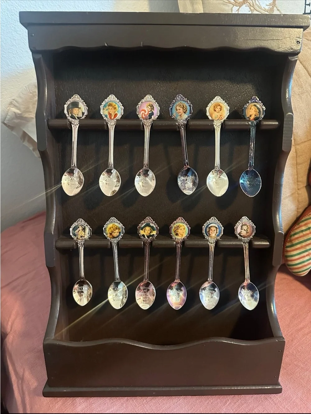 Wooden Wall hanging shelf with Shirley Temple